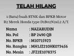 Pengumuman Kehilangan STNK dan BPKB Kendaraan Roda Dua.